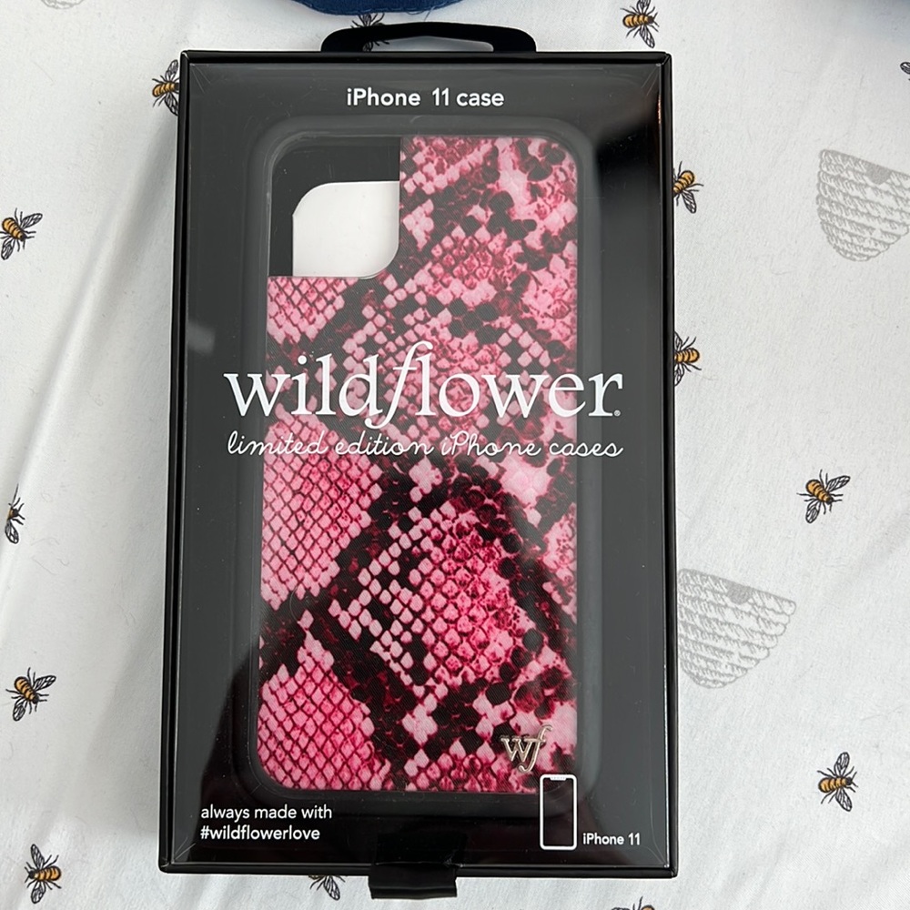 Wildflower pink snake skin iPhone 11 case